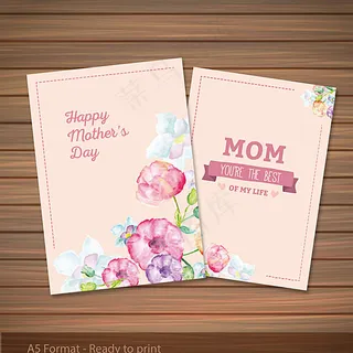 素雅水彩花卉母亲节贺卡图片