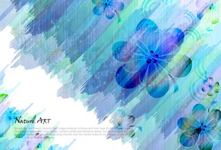 蓝色花朵艺术刷痕背景矢量素材