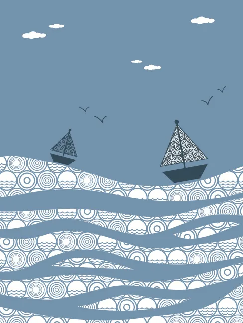 海上的舟装饰画矢量素材eps,ai矢量模版下载