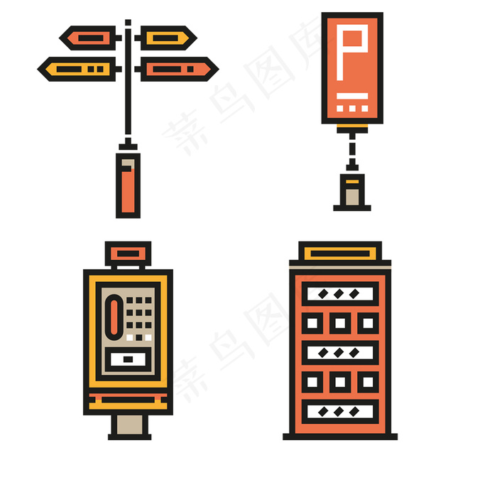 扁平化建筑icon图标
