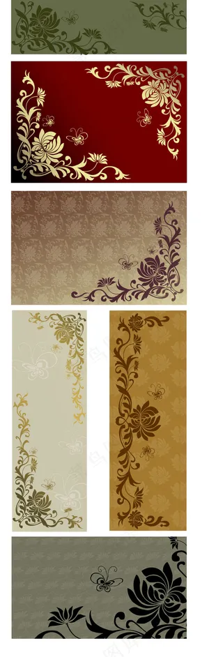 蝴蝶菊花花纹底纹矢量图 AI