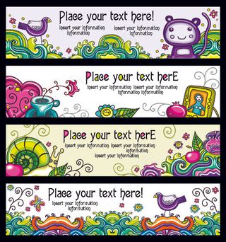 漫画插图丰富多彩的世界02个向量