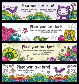 漫画插图丰富多彩的世界02个向量