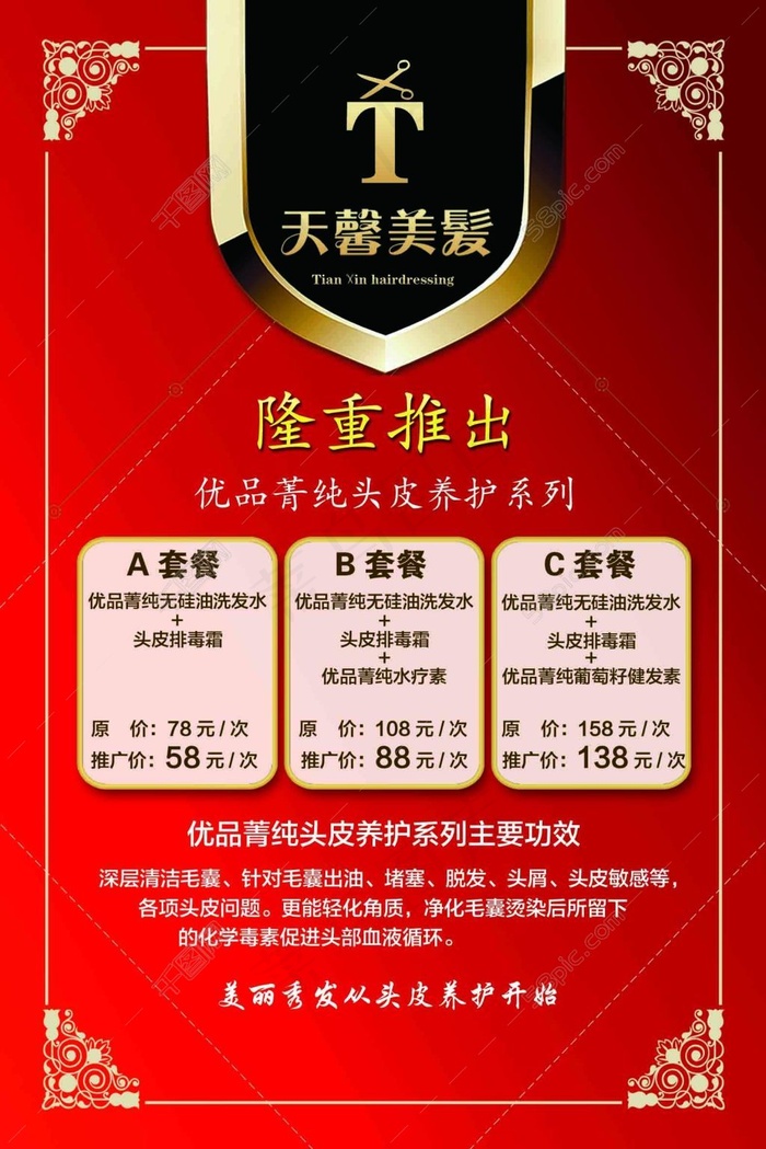 高端美发价格表宣传psd模版下载
