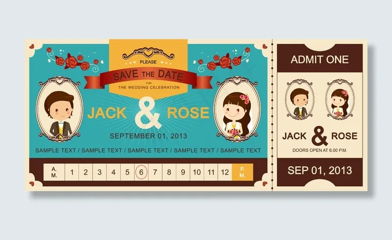 复古婚礼邀请函矢量eps,ai矢量模版下载