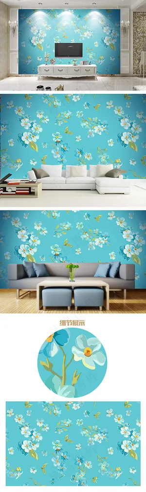 简约小清晰花卉墙纸背景墙
