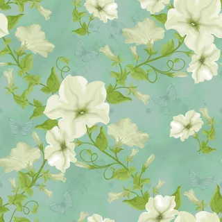 手绘喇叭花 花叶 花藤设计