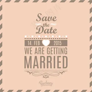 复古抽象最小的婚礼邀请