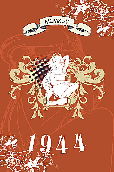 创意怀旧花纹与时尚女人插图