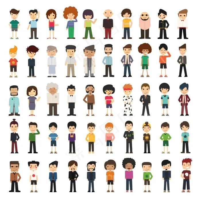 数款卡通人物插画矢量人物