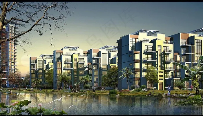 某楼盘内廷建筑景观效果图图片(5000X3106(DPI:72))psd模版下载