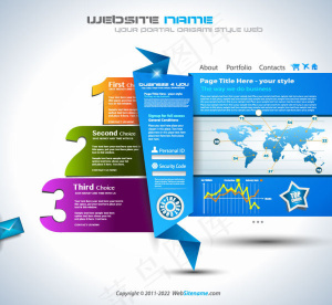 创意折角网页02—矢量素材