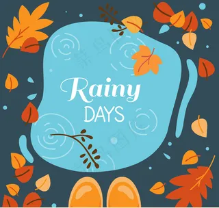 秋天风景元素图案矢量集合