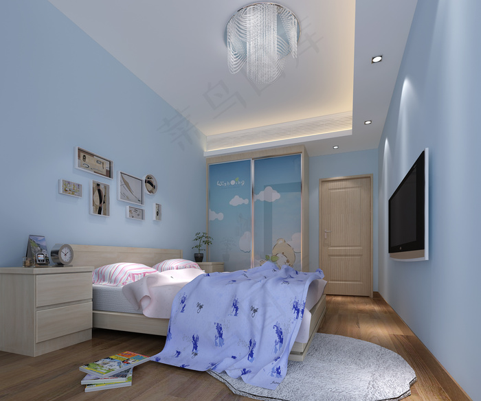 蓝色小卧室