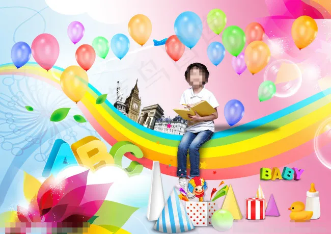 儿童节海报素材下载(3508X2480(DPI:300))psd模版下载