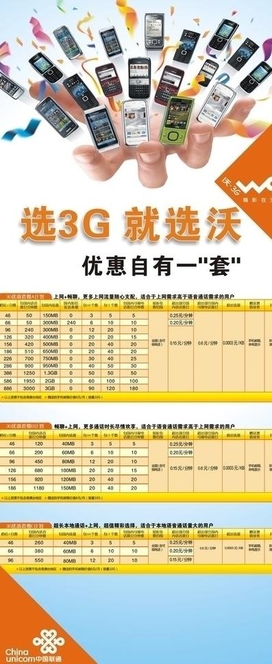 联通3g资费x展架图片cdr矢量模版下载