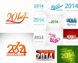 圣诞节与2014文字设计矢量素材免...