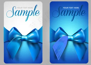 蓝色蝴蝶结卡片矢量素材
