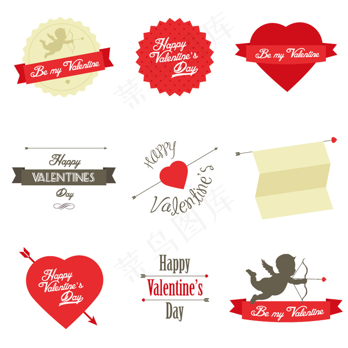 情人节标签设计矢量素材