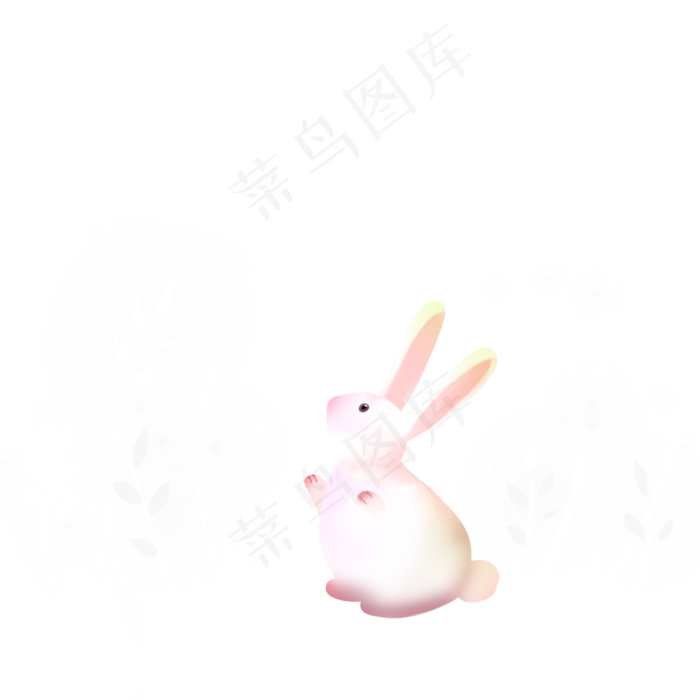 梦幻动物月亮下的可爱兔子,免抠元素(2000*2000px 300 dpi )psd模版下载
