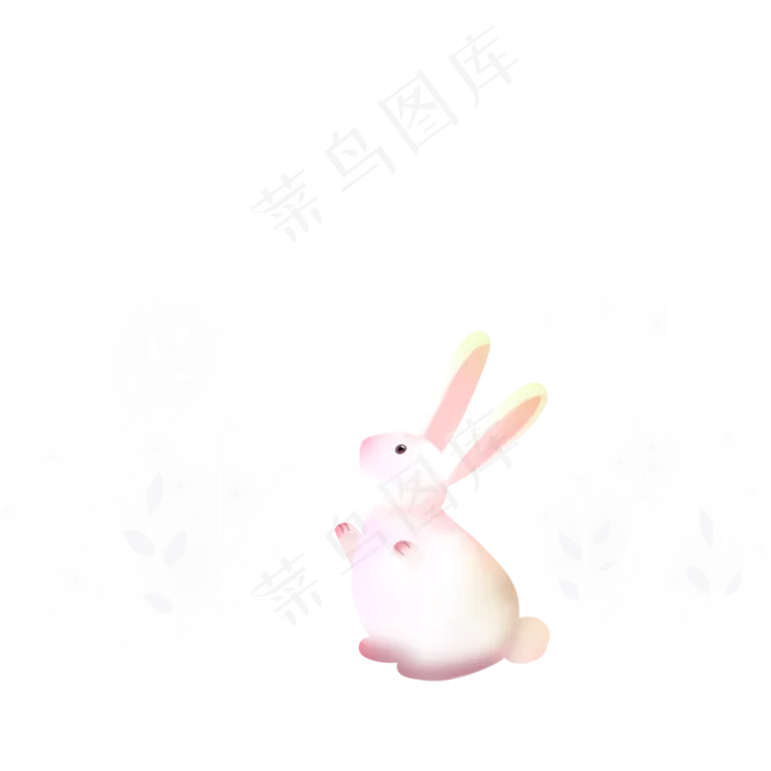 梦幻动物月亮下的可爱兔子,免抠元素(2000*2000px 300 dpi )psd模版下载