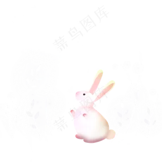 梦幻动物月亮下的可爱兔子,免抠元素