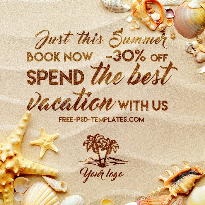 沙滩旅游宣传海报psd模版下载