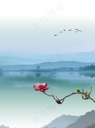 山水风景画psd分层图片