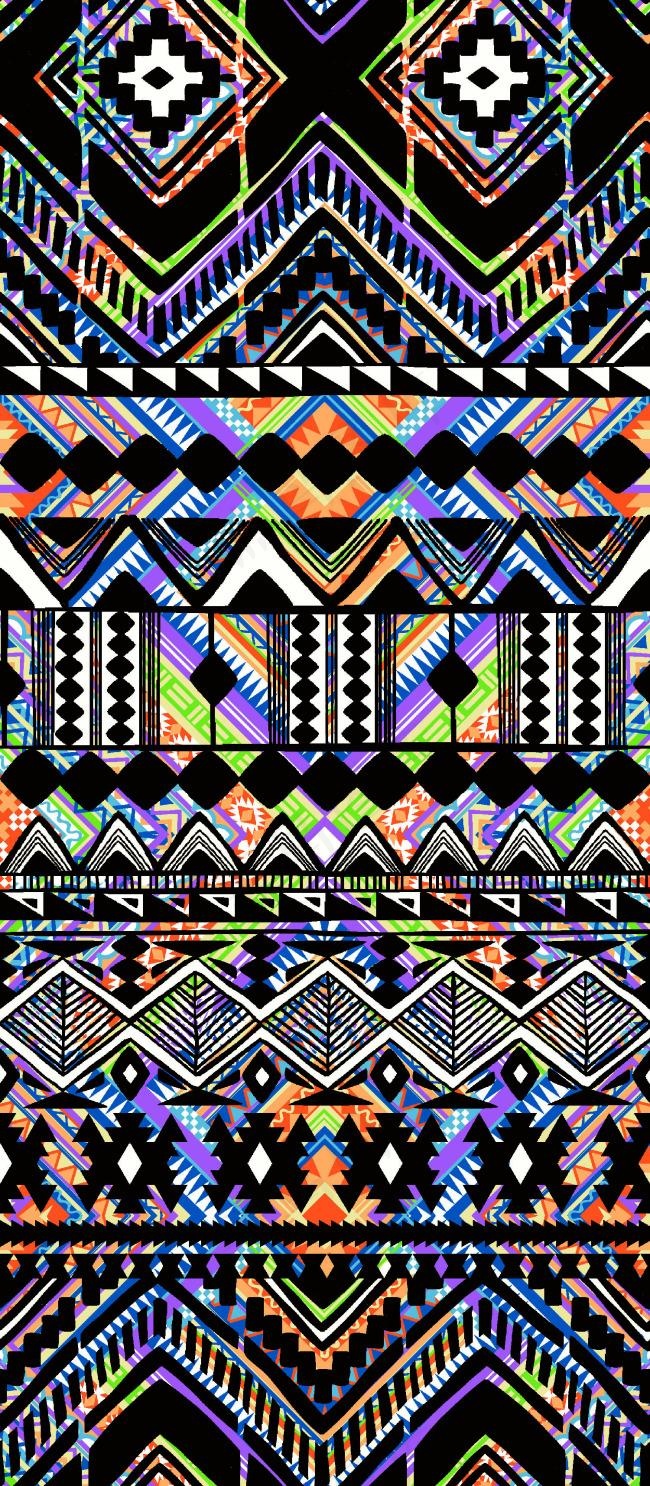 黑色渐变几何图数码印花设计