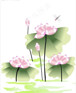 手绘荷花图片