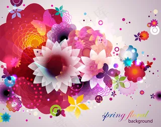 春天花朵炫彩花纹背景矢量素材