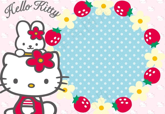 粉可爱hello kitty相框图...psd模版下载