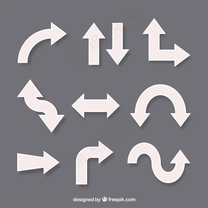 白色的箭头图标ai矢量模版下载