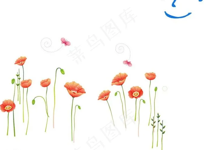虞美人罂粟花ai矢量模版下载