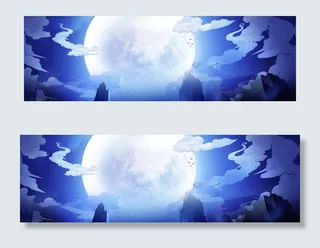 中国风中秋节淘宝banner海报背...