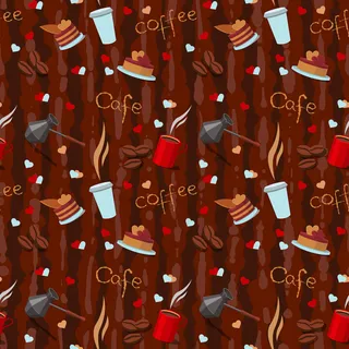 手绘咖啡元素咖啡印花背景