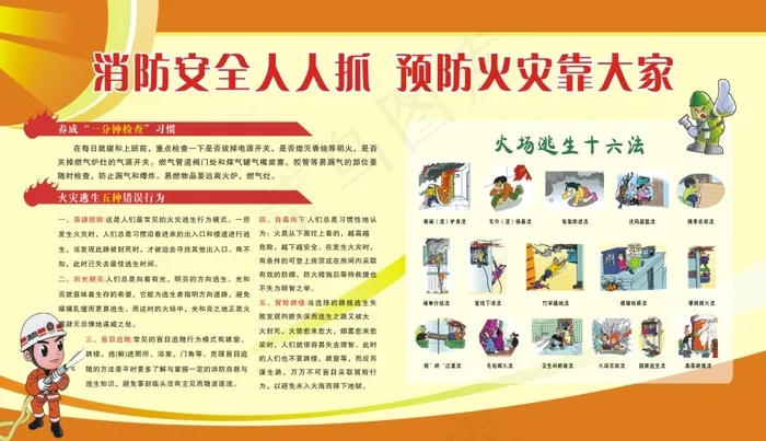 消防展板cdr矢量模版下载