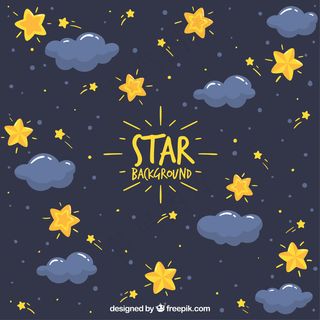 深蓝色的背景与星星和云