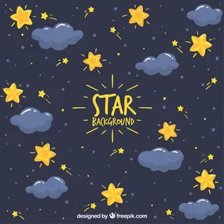 深蓝色的背景与星星和云