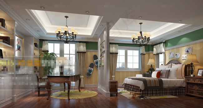 现代卧室效果图图片免费下载