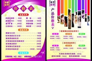 金艺造价格表设计图片