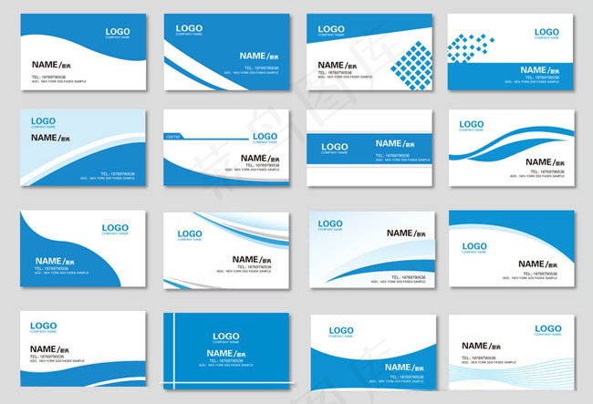 个性蓝色名片卡片设计矢量素材ai矢量模版下载