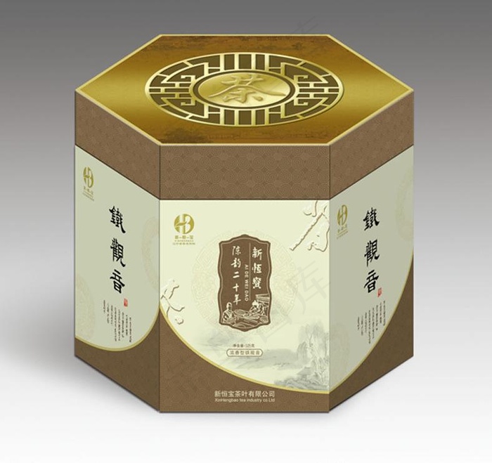 铁观音六边形礼盒（平面图）图片(8830X2127(DPI:300))psd模版下载