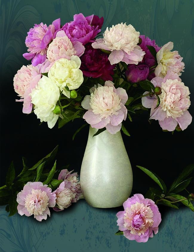 牡丹花 花瓶 油画 花卉(4996X6469(DPI:300))psd模版下载