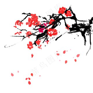 梅花飘落素材,免抠元素