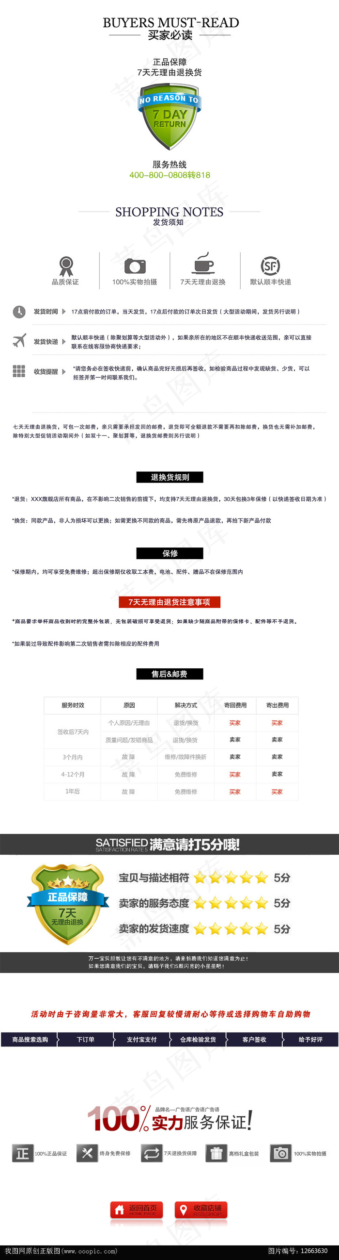描述详情买家购物须知售后服务5分好...psd模版下载