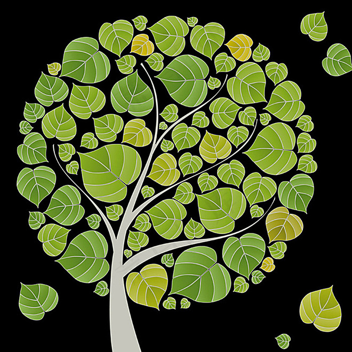 扁平化大树树叶矢量素材图片