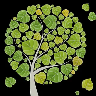 扁平化大树树叶矢量素材图片