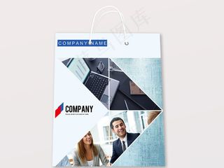 时尚简约蓝色背景商务企业礼品手提袋...