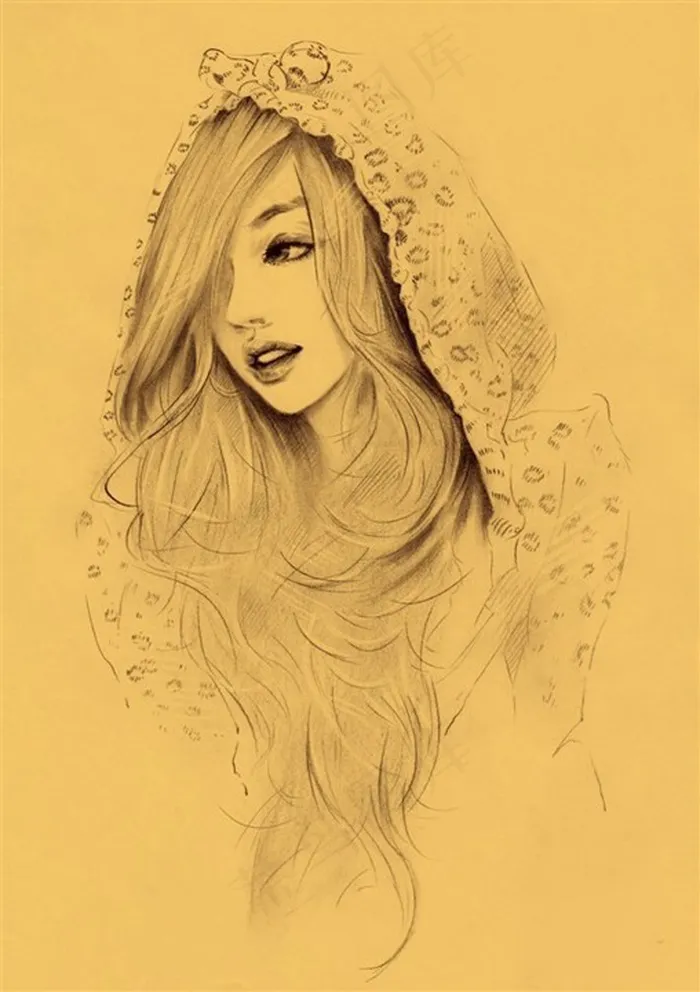 素描美女